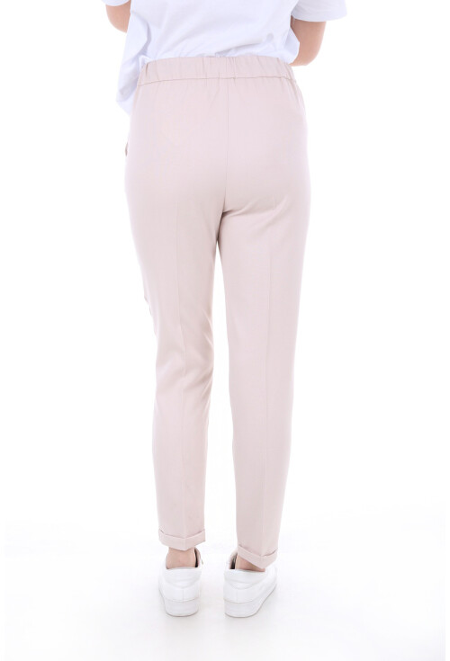 6427 Beli Lastikli Desenli Pantolon