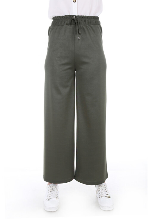 6433 Beli Lastikli Bol Pantolon