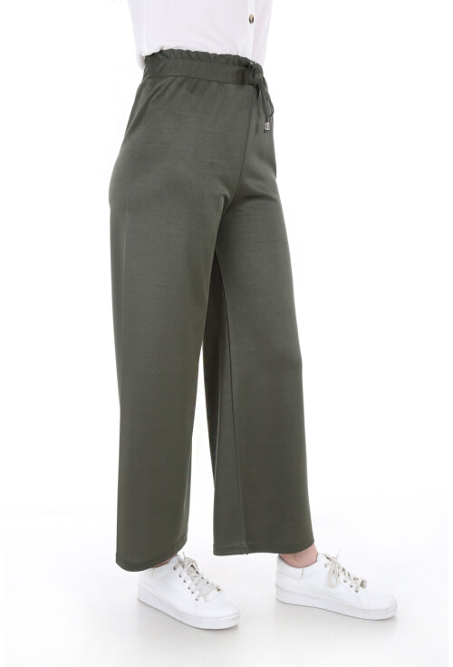 6433 Beli Lastikli Bol Pantolon