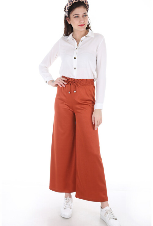 6433 Beli Lastikli Bol Pantolon