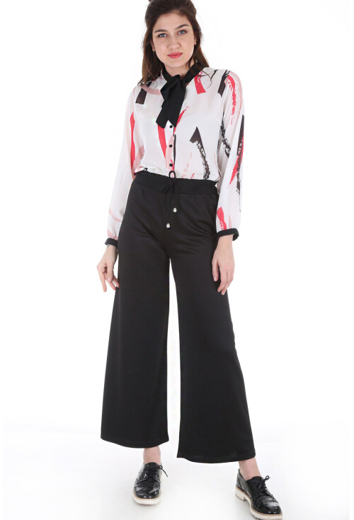 6433 Beli Lastikli Bol Pantolon