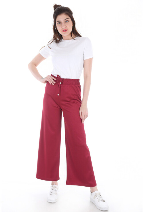 6433 Beli Lastikli Bol Pantolon