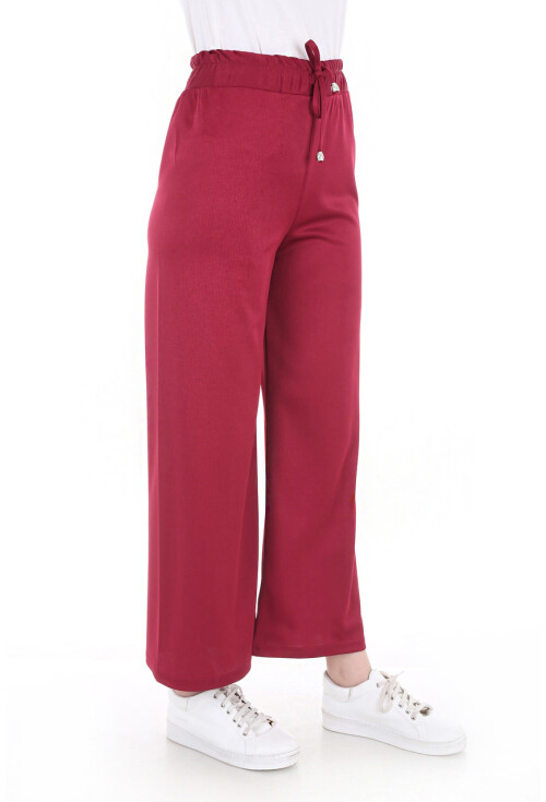 6433 Beli Lastikli Bol Pantolon