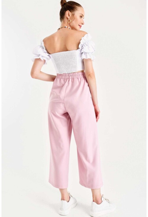 6483 Beli Lastikli Bol Paça Pantolon