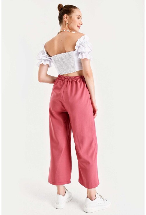 6483 Beli Lastikli Bol Paça Pantolon