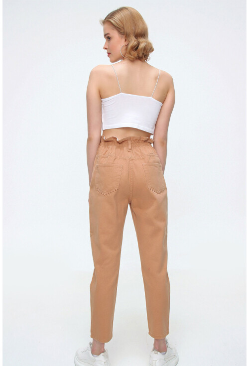 6492 Beli Lastikli Kot Pantolon
