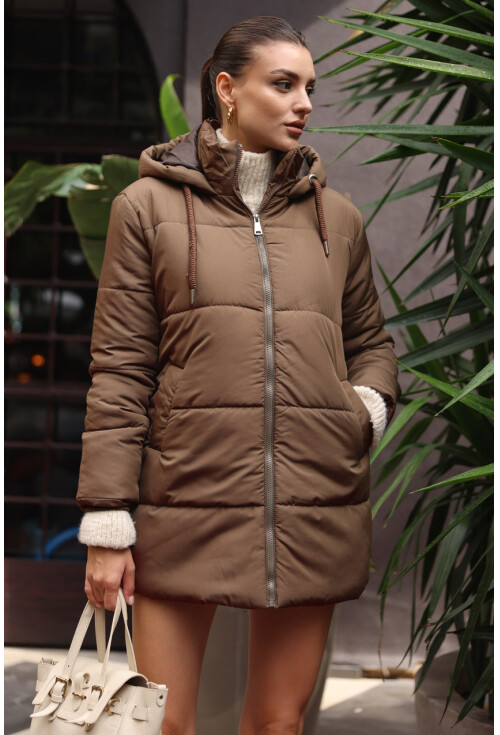 Kapüşonlu Oversize Şişme Mont