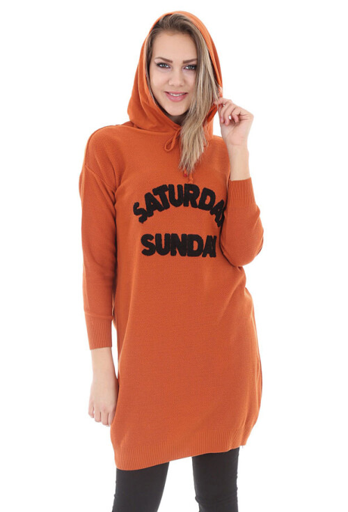 15604 Kapşonlu Triko Tunik