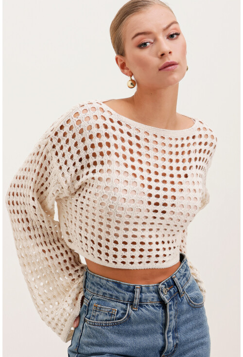 15850 Openwork Oversized Sweater