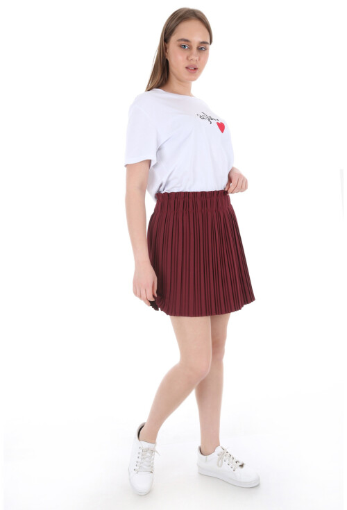 1833 Astarı Şort Piliseli Mini Etek