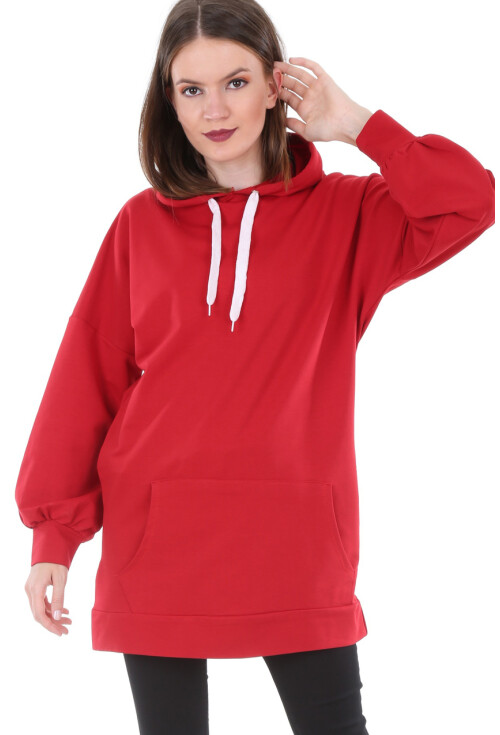 2861 Kapşonlu Sırt Baskılı Sweatshırt