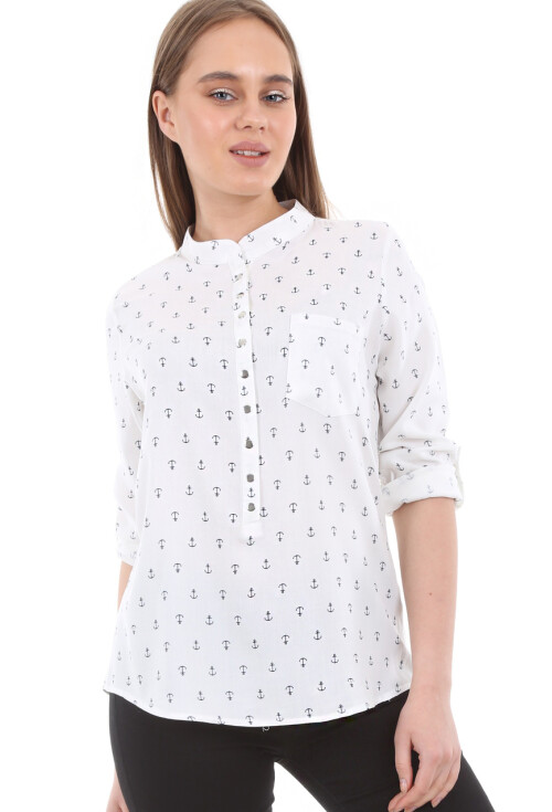 3432 Desenli Çıtçıtlı Gömlek