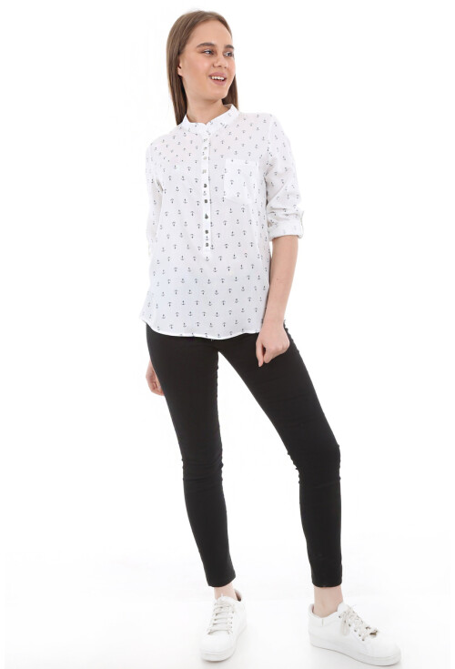 3432 Desenli Çıtçıtlı Gömlek
