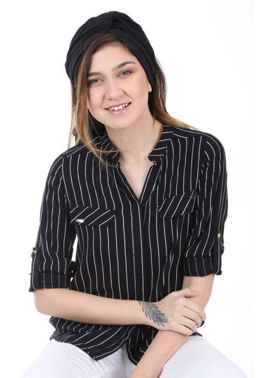3480 Çizgili Büyük Beden Gömlek