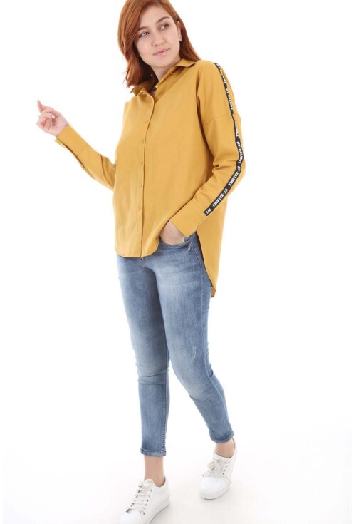 3526 Kolları Şeritli Gömlek