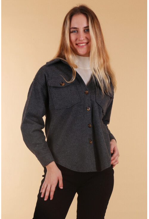 3973 Hafif Oversize Kaşe Gömlek