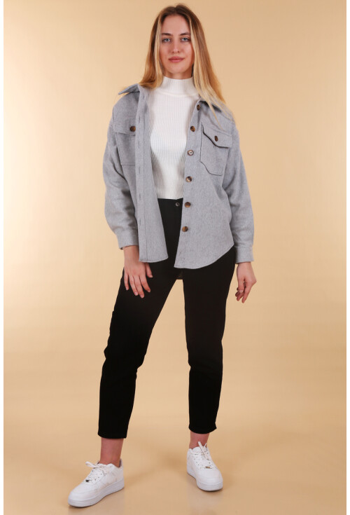3973 Hafif Oversize Kaşe Gömlek