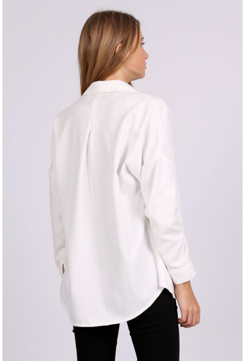 3981 Cepli Oversize Kadife Gömlek