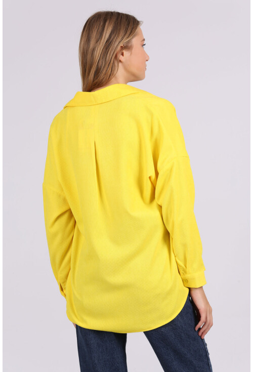 3981 Cepli Oversize Kadife Gömlek