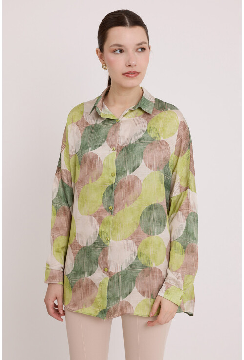 3985 Oversized Satin Shirt