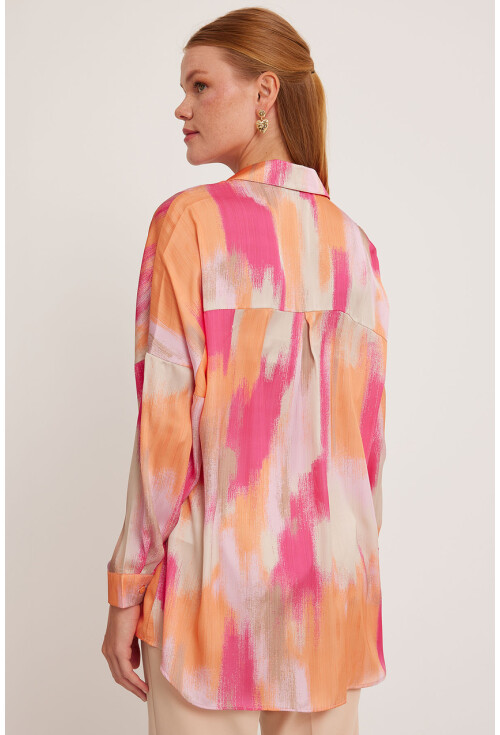 3985 Oversize Saten Gömlek