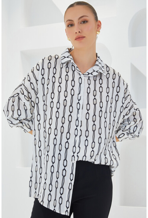 3985 Oversized Satin Shirt
