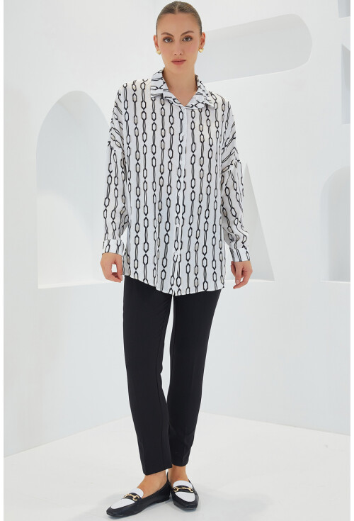 3985 Oversized Satin Shirt