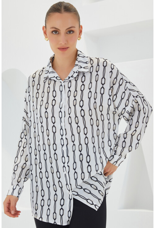 3985 Oversized Satin Shirt