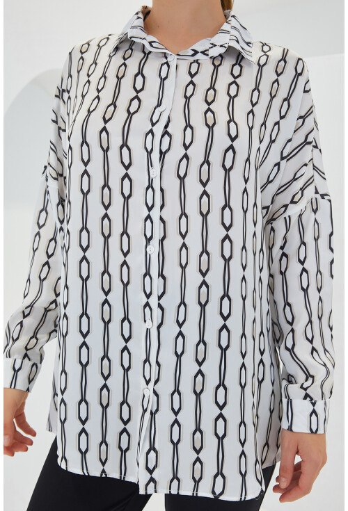 3985 Oversized Satin Shirt