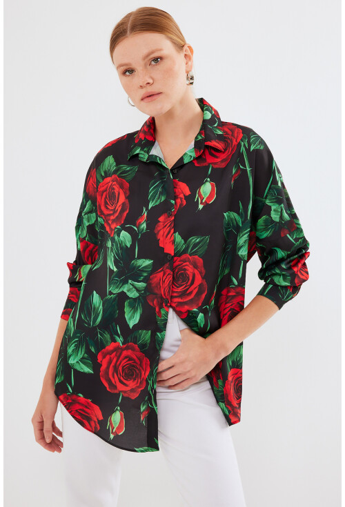 3985 Oversized Satin Shirt