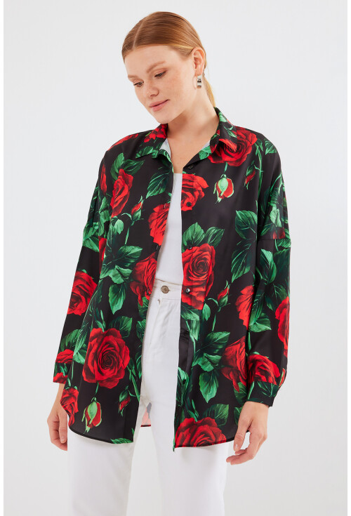 3985 Oversized Satin Shirt