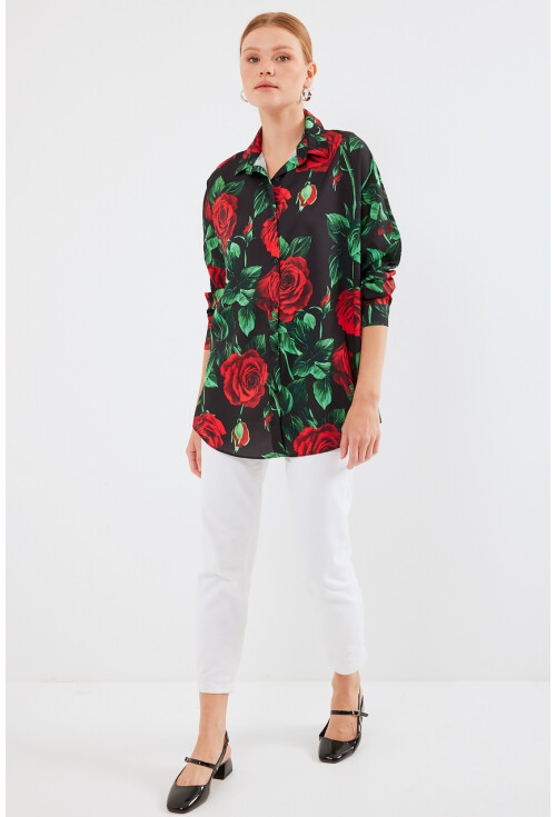 3985 Oversized Satin Shirt