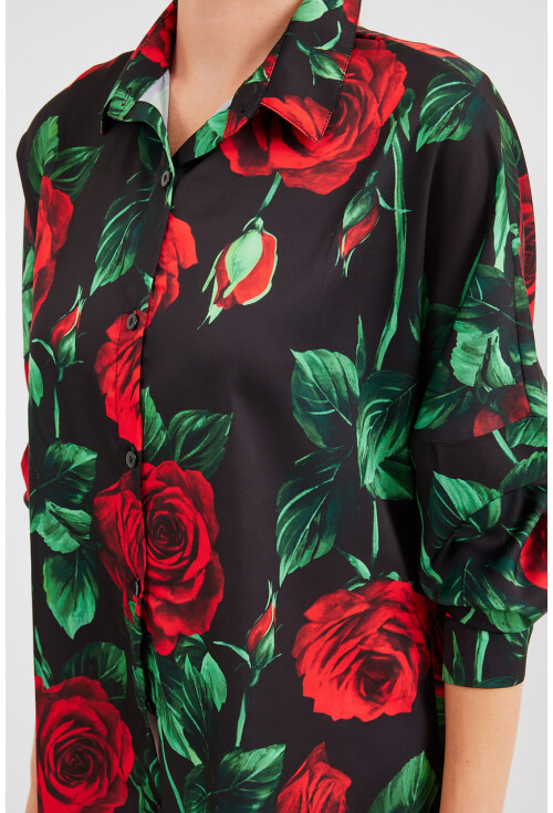 3985 Oversized Satin Shirt