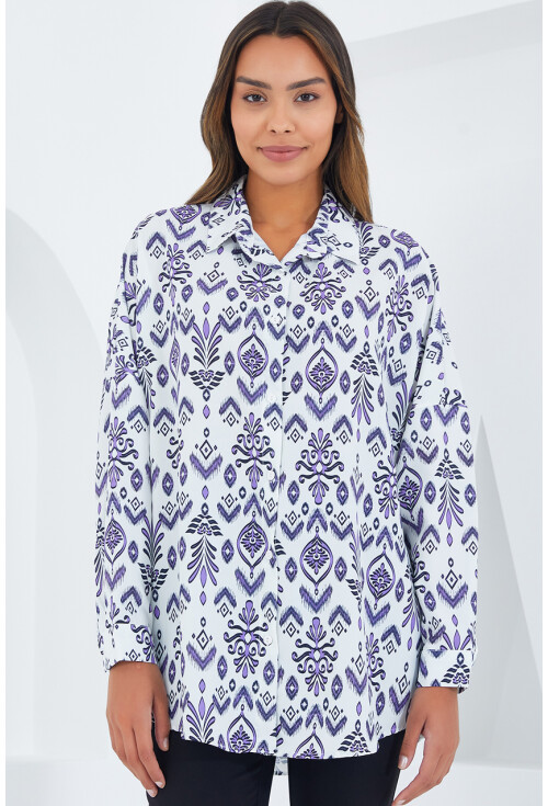3985 Oversize Saten Gömlek
