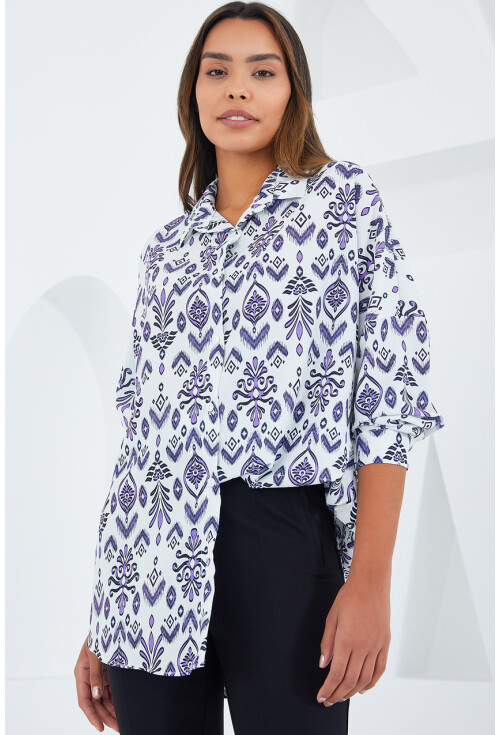 3985 Oversize Saten Gömlek