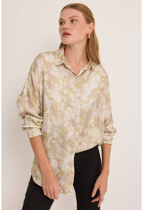 3985 Oversize Saten Gömlek