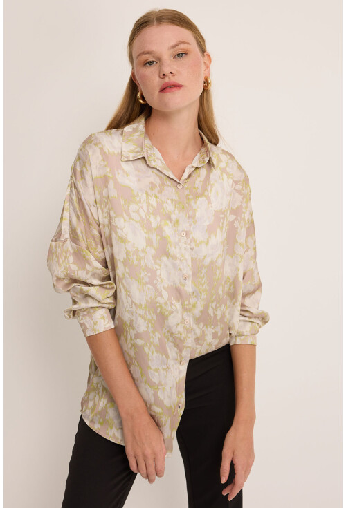 3985 Oversize Saten Gömlek