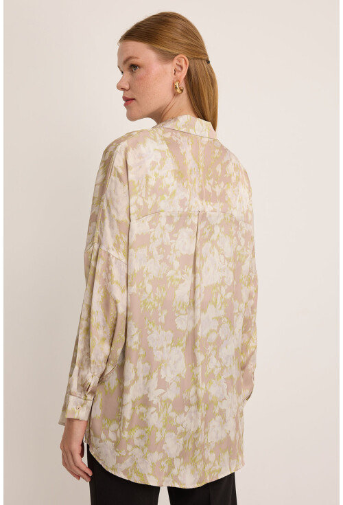 3985 Oversize Saten Gömlek