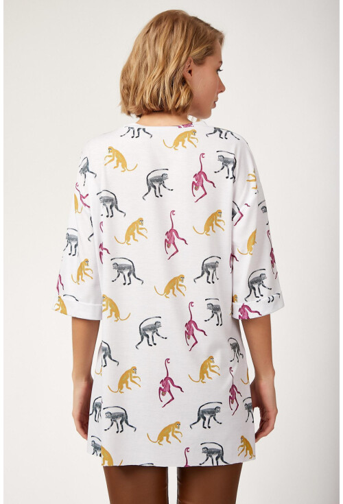 4137 Maymun Baskılı T-Shirt