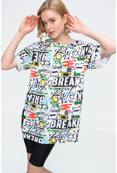4280 Yırtmaçlı Oversize Tshirt