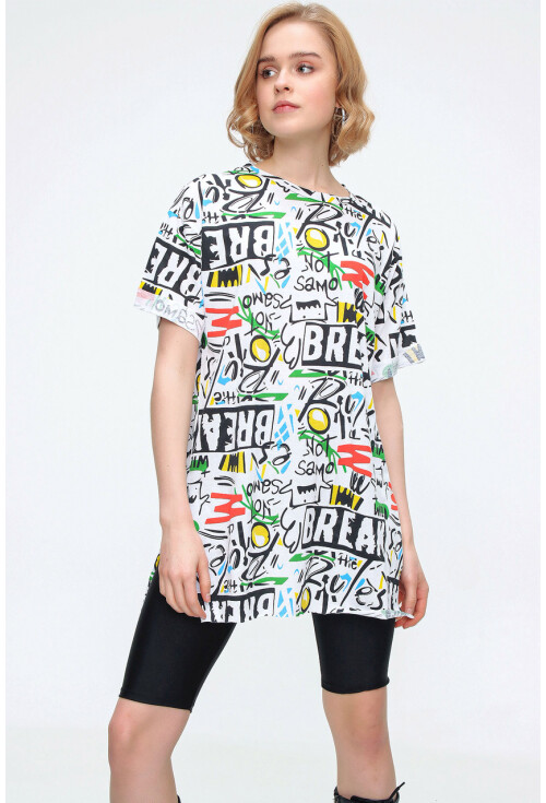 4280 Yırtmaçlı Oversize Tshirt