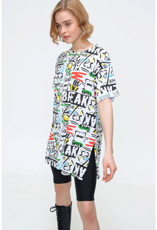 4280 Yırtmaçlı Oversize Tshirt