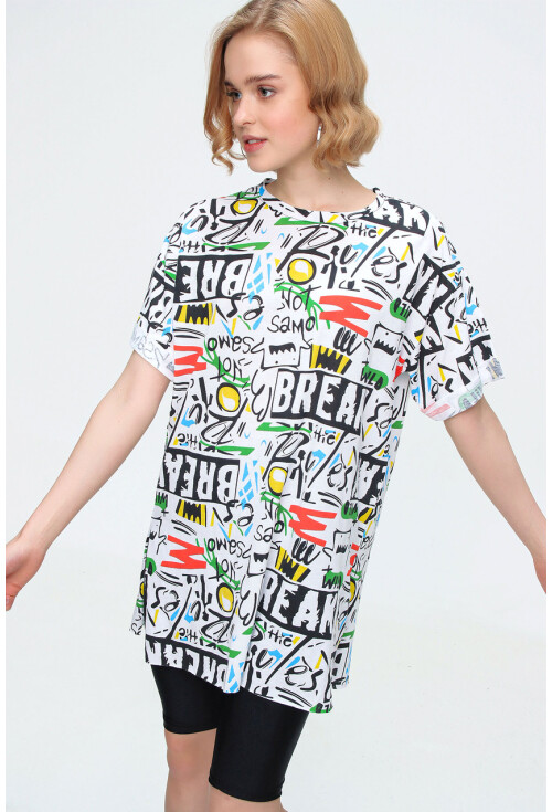 4280 Yırtmaçlı Oversize Tshirt