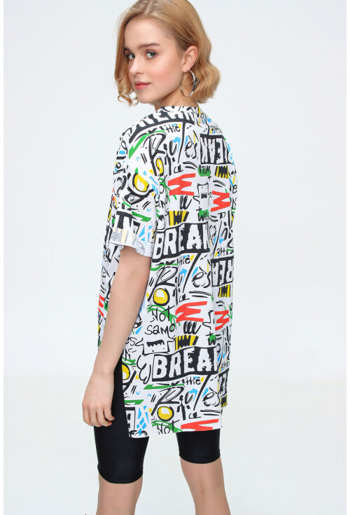4280 Yırtmaçlı Oversize Tshirt