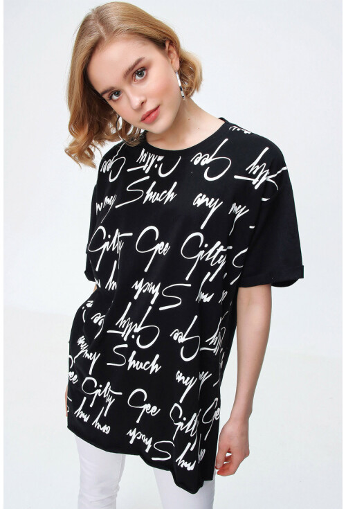 4290 Yazı Baskılı Tshirt