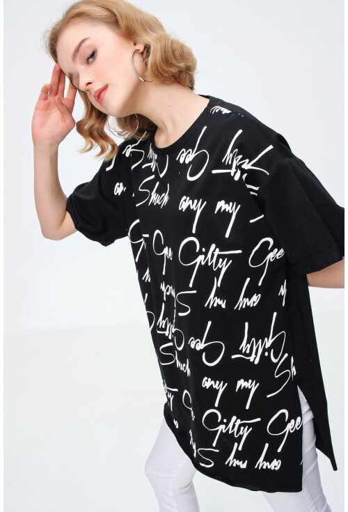 4290 Yazı Baskılı Tshirt