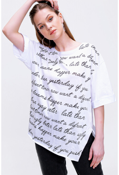 4290 Yazı Baskılı Tshirt