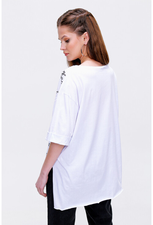 4290 Yazı Baskılı Tshirt