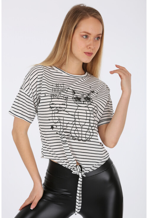 4293 Kedi Baskılı T-Shirt