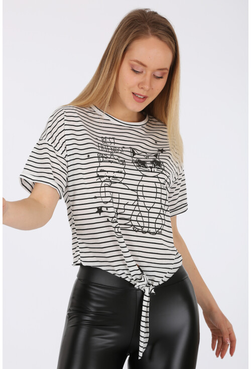 4293 Kedi Baskılı T-Shirt
